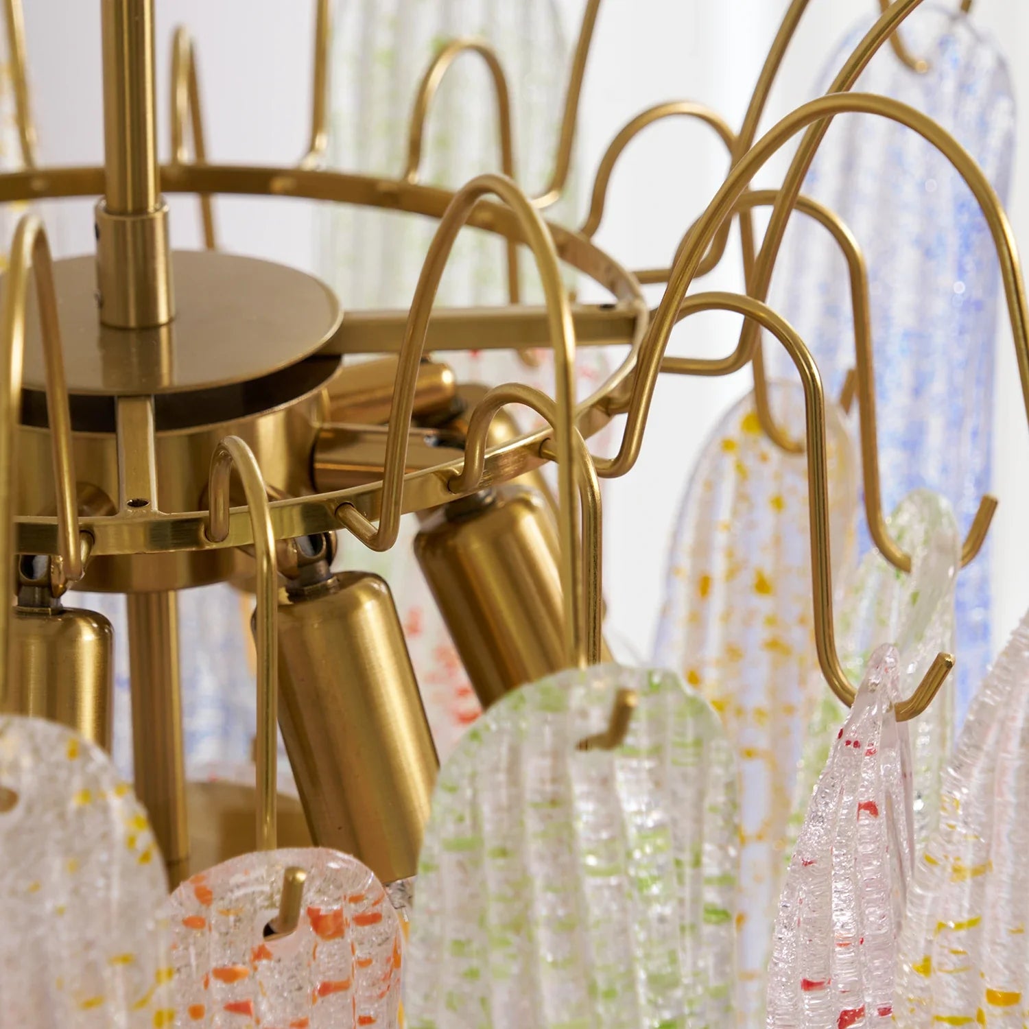 Hand-blown Wave Point Murano Glass Chandelier - - Chandelier