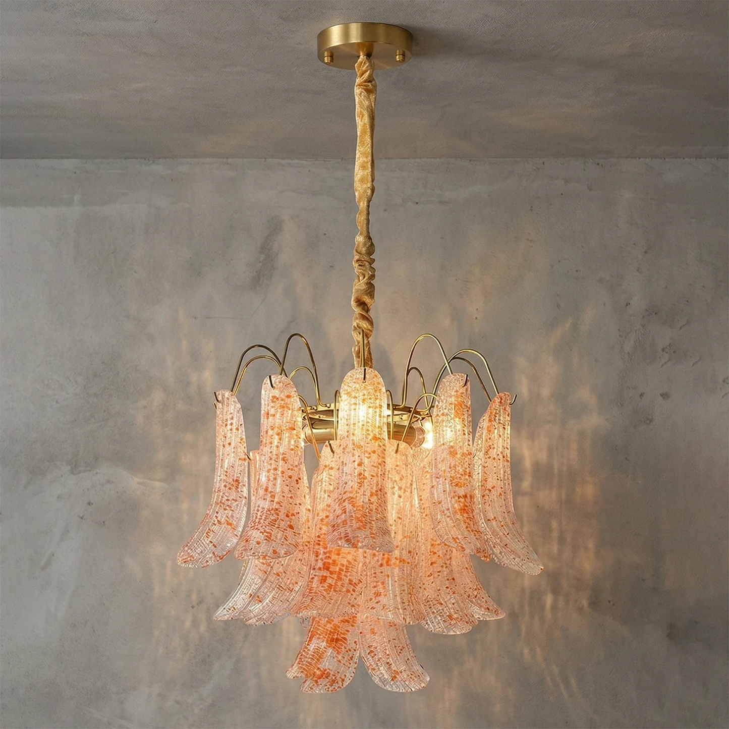 Hand-blown Wave Point Murano Glass Chandelier - - Chandelier