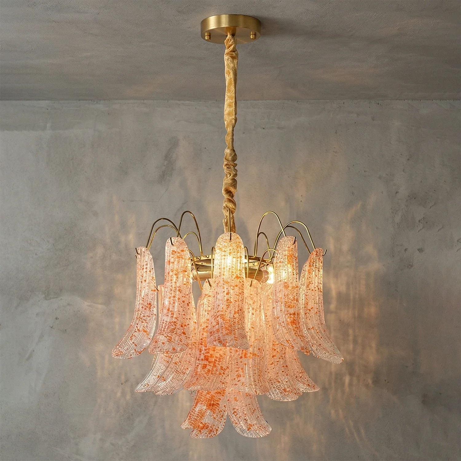 Hand-blown Wave Point Murano Glass Chandelier - - Chandelier