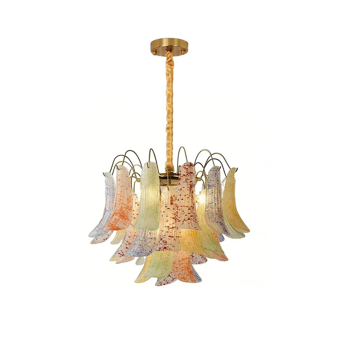 Hand-blown Wave Point Murano Glass Chandelier - - Chandelier