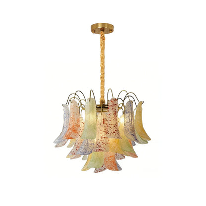Hand-blown Wave Point Murano Glass Chandelier - - Chandelier