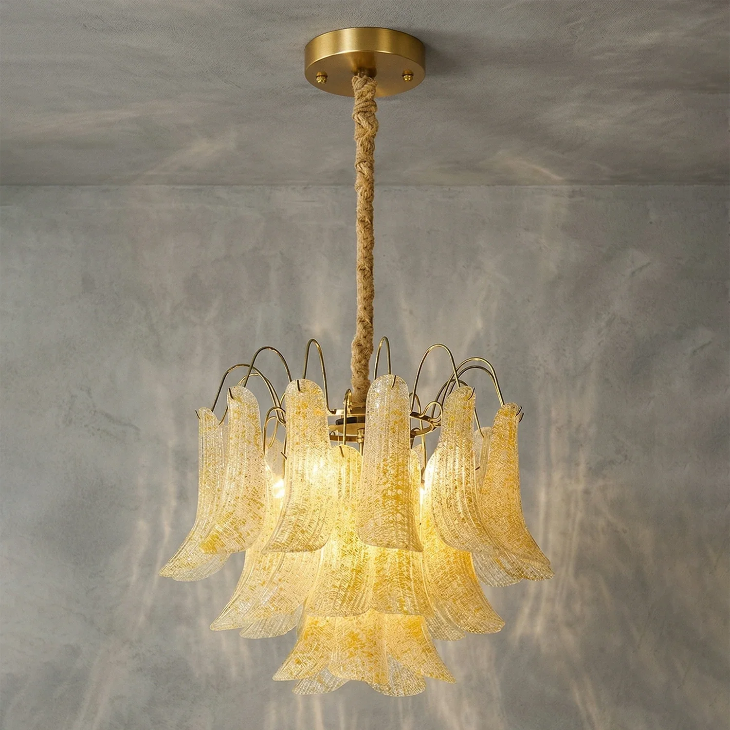 Hand-blown Wave Point Murano Glass Chandelier - - Chandelier