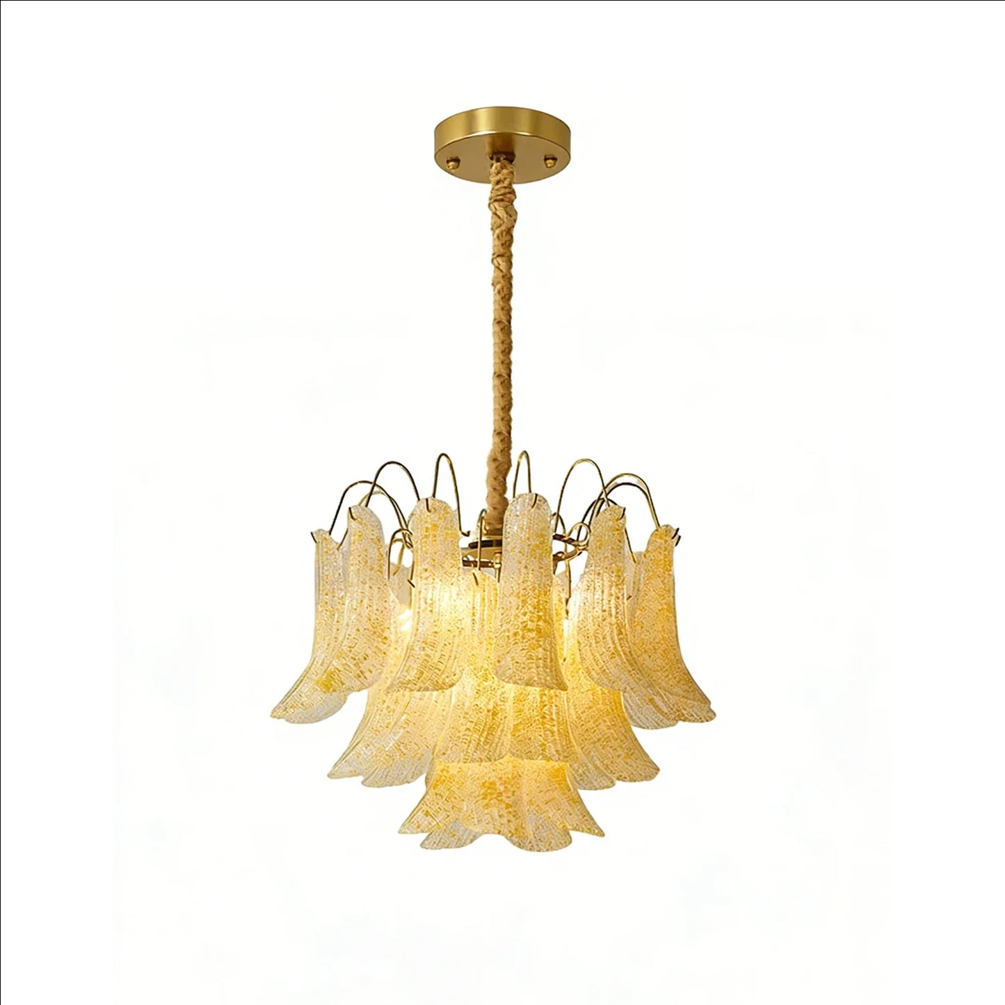 Hand-blown Wave Point Murano Glass Chandelier - - Chandelier