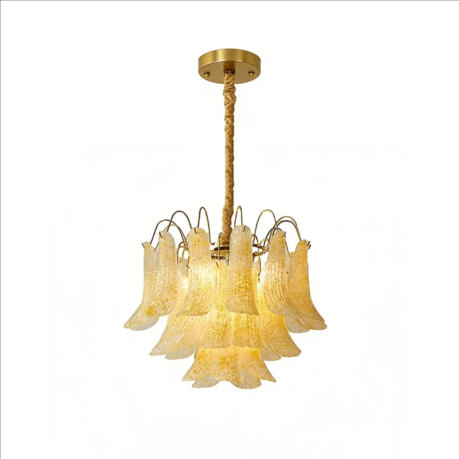 Hand-blown Wave Point Murano Glass Chandelier - - Chandelier