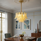 Hand-blown Wave Point Murano Glass Chandelier - ∅ 23.6″ x H 18.9″ Gold + Yellow - Chandelier