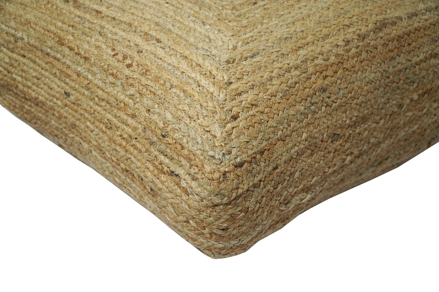 Modern Style Hand Braided Gold Jute Square Pouf - - Pouf