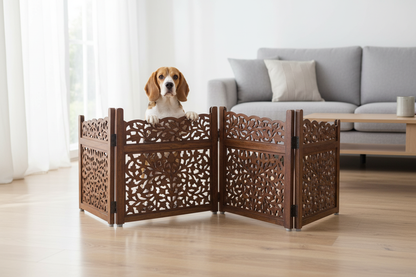 Hand Carved Mahanadi Free Standing Wooden Foldable Gate - - gate