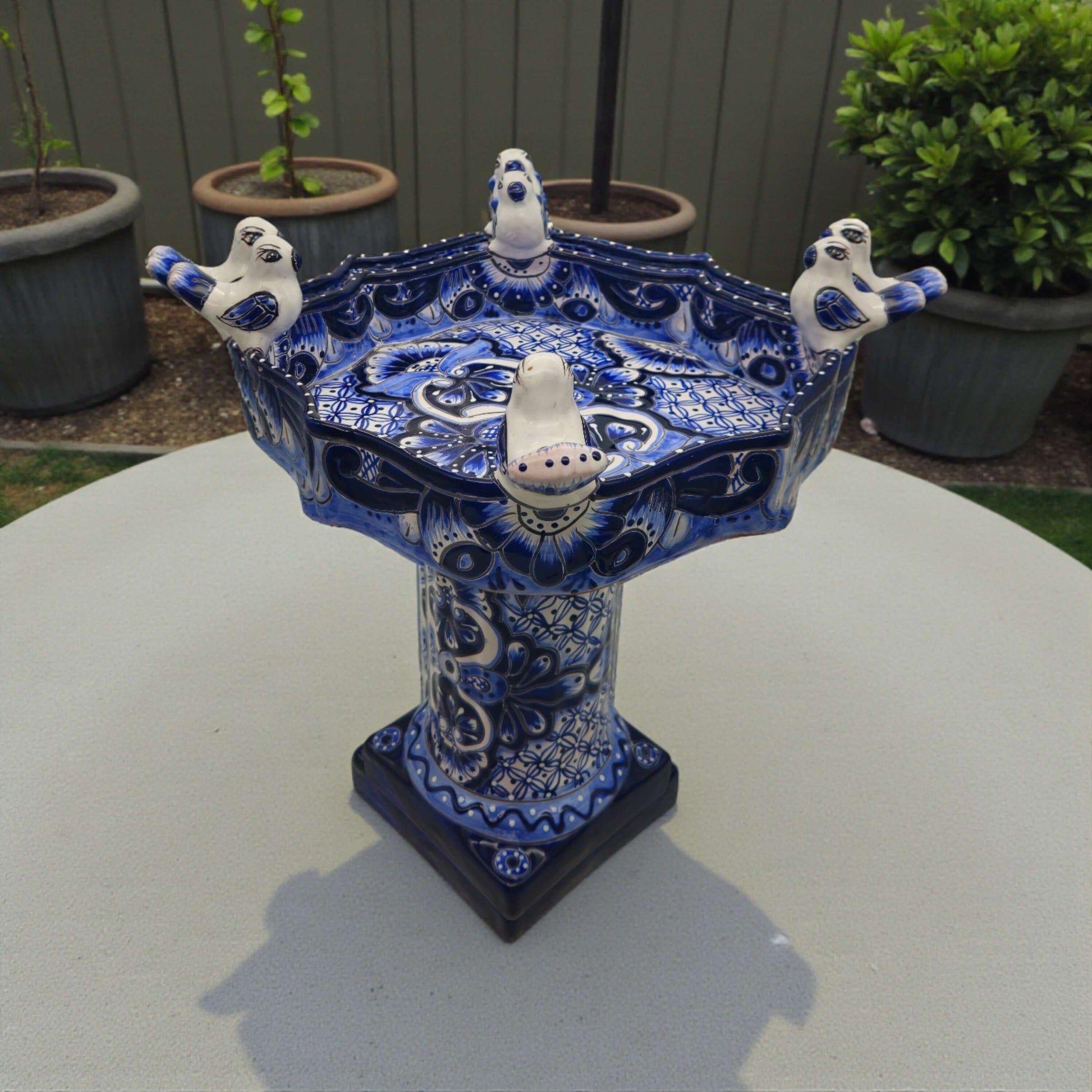 Colorful Talavera Bird Bath | Hand-Painted Ceramic Garden Art- The Talavera Hub- {{Product type}}