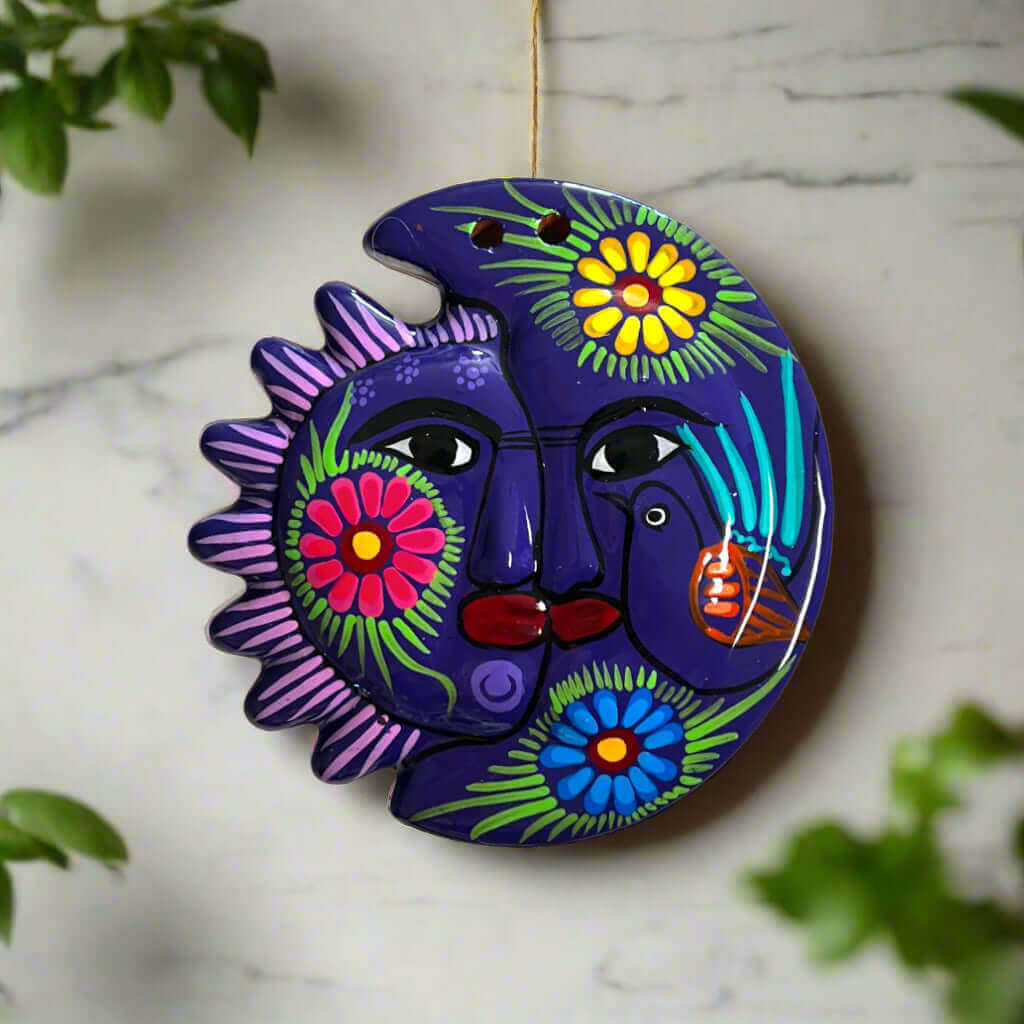 Guerrero Sun Moon Wall Art | Hand-Painted Mexican Eclipse Decor- The Talavera Hub- {{Product type}}