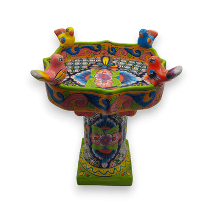Colorful Talavera Bird Bath | Hand-Painted Ceramic Garden Art- The Talavera Hub- {{Product type}}