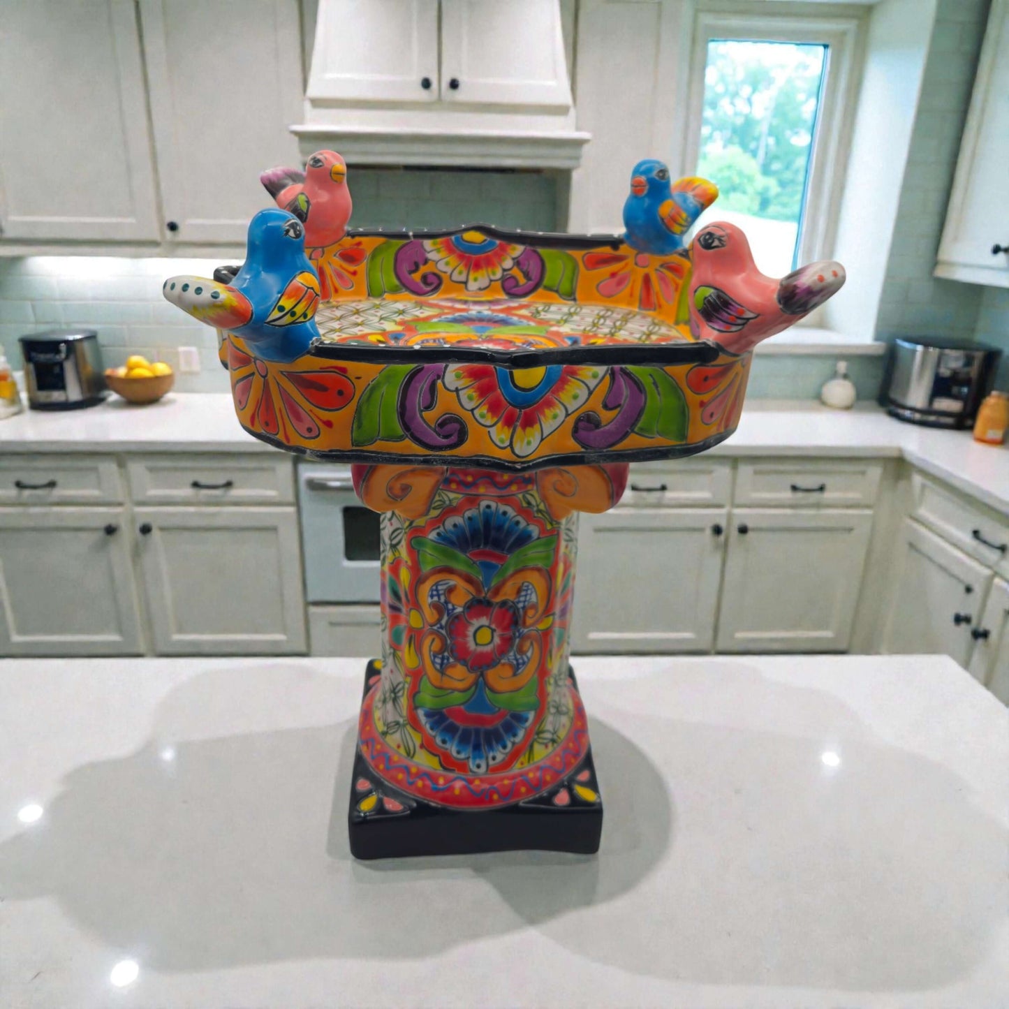 Colorful Talavera Bird Bath | Hand-Painted Ceramic Garden Art- The Talavera Hub- {{Product type}}