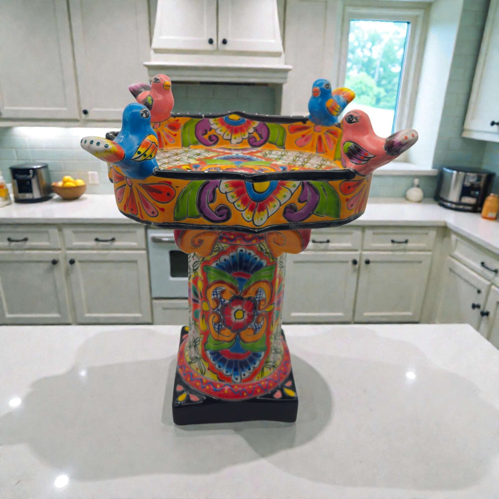 Colorful Talavera Bird Bath | Hand-Painted Ceramic Garden Art- The Talavera Hub- {{Product type}}