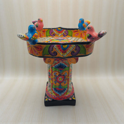 Colorful Talavera Bird Bath | Hand-Painted Ceramic Garden Art- The Talavera Hub- {{Product type}}