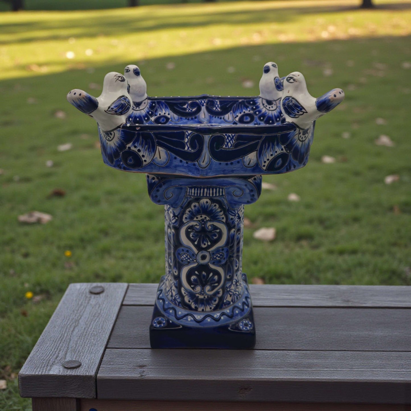 Colorful Talavera Bird Bath | Hand-Painted Ceramic Garden Art- The Talavera Hub- {{Product type}}