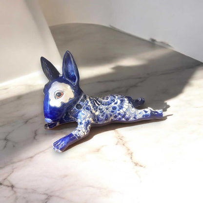 Talavera Bull Terrier Statue Hand-Painted Colorful Dog Sculpture - - Talavera Statue