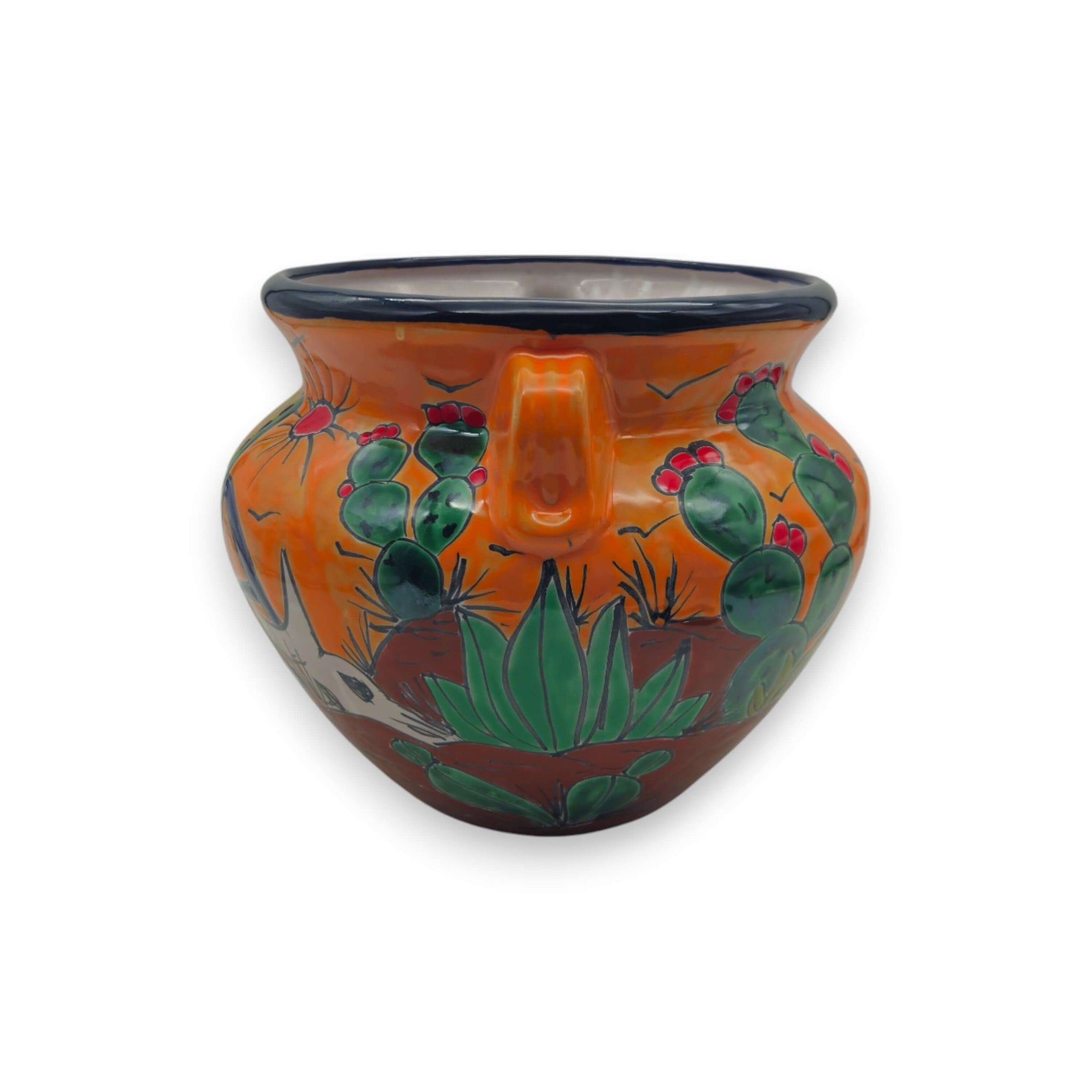 Talavera Cactus Planter Hand-Painted Desert Pot - - Talavera Planter