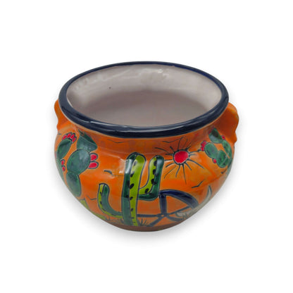 Talavera Cactus Planter Hand-Painted Desert Pot - - Talavera Planter