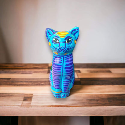 Talavera Cat Piggy Bank Hand-Painted Mexican Ceramic Coin Holder - - Guerrero Piggy Bank