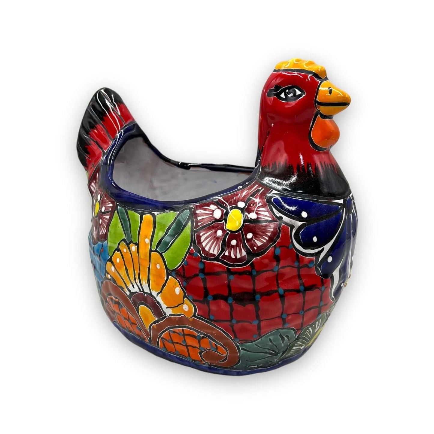 Large Talavera Chicken Planter Hand-Painted Mexican Pottery Statue - - Talavera Planter