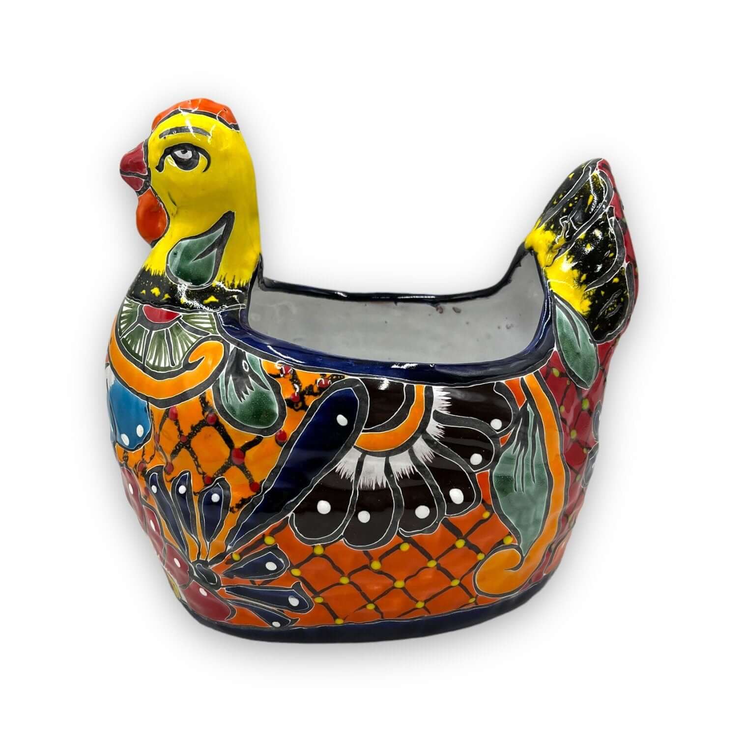 Large Talavera Chicken Planter Hand-Painted Mexican Pottery Statue - - Talavera Planter
