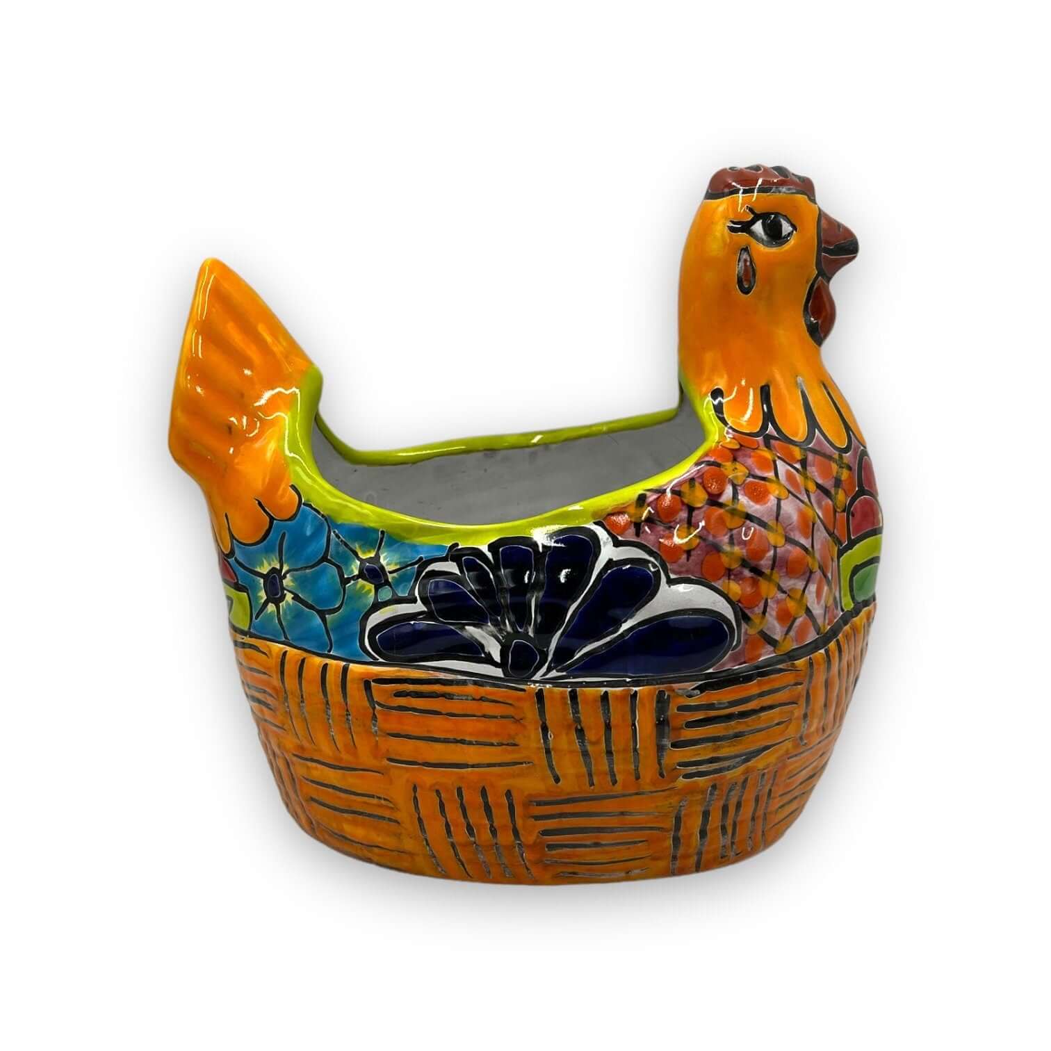 Large Talavera Chicken Planter Hand-Painted Mexican Pottery Statue - - Talavera Planter