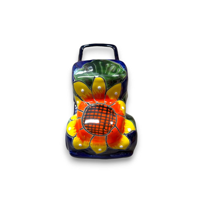 Hand-Painted Talavera Car Planter Colorful Ceramic Car Statue - - Talavera Planter