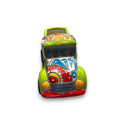 Hand-Painted Talavera Car Planter Colorful Ceramic Car Statue - - Talavera Planter