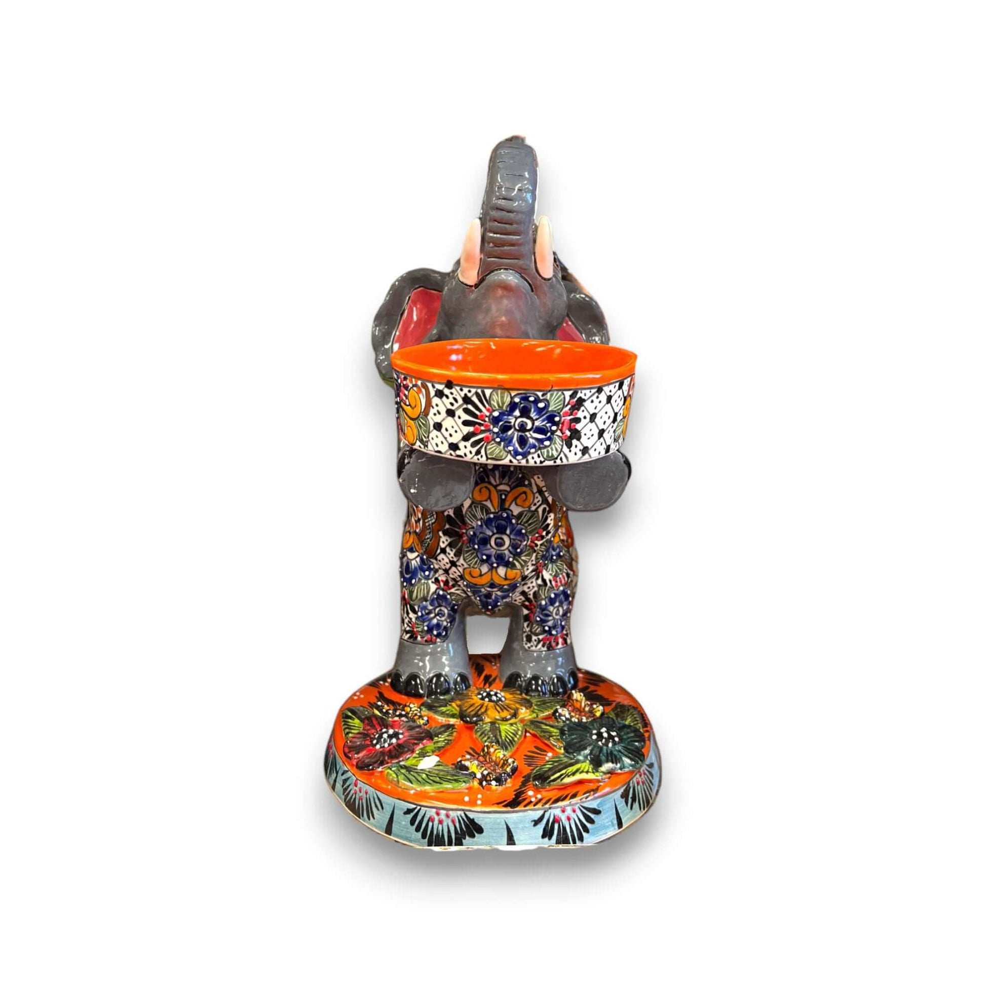 Talavera Elephant Planter Hand-Painted Ceramic Art - - Talavera Planter