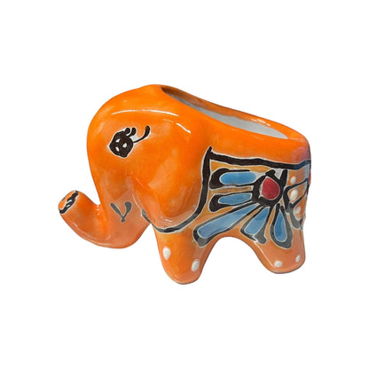 Talavera Elephant Planter Colorful Hand-Painted Ceramic Animal Pot - - Talavera Planter