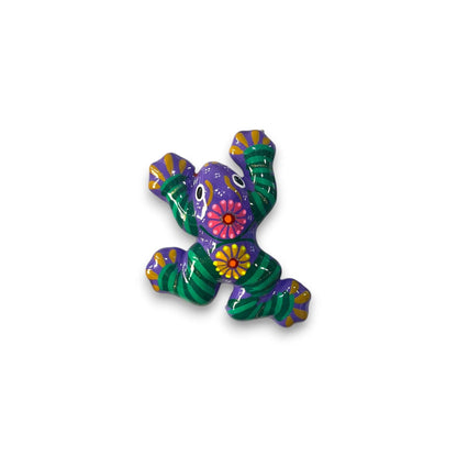 Colorful Talavera Frog Figurine Hand-Painted Mexican Wall Art - - Guerrero Wall Art