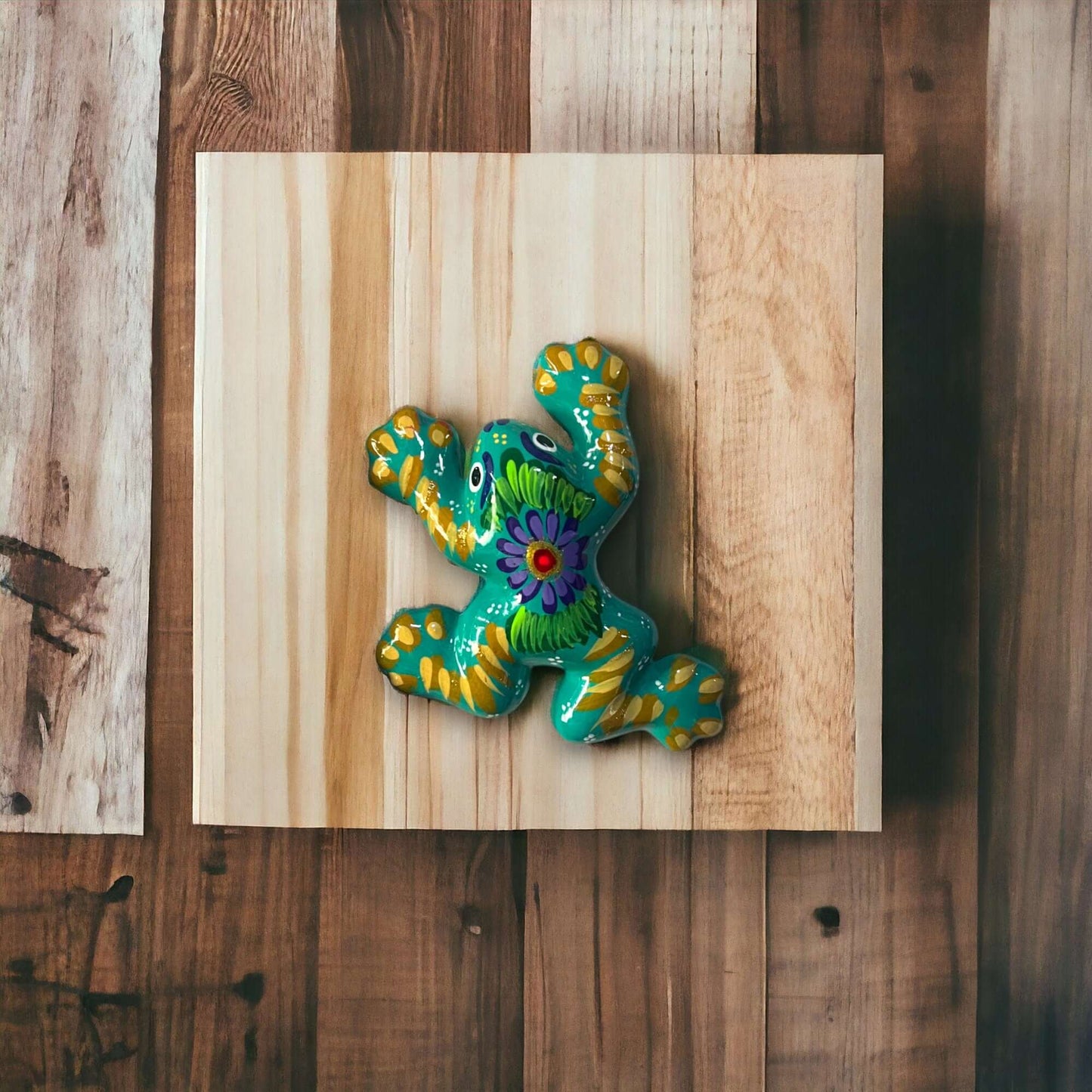 Colorful Talavera Frog Figurine Hand-Painted Mexican Wall Art - - Guerrero Wall Art