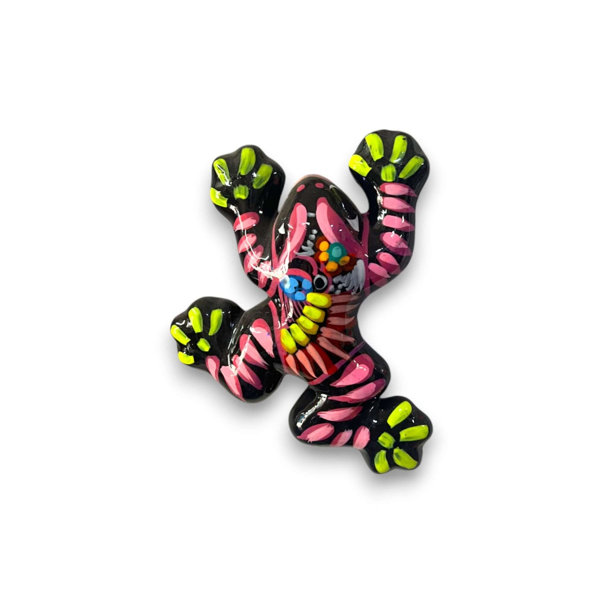 Colorful Talavera Frog Figurine Hand-Painted Mexican Wall Art - - Guerrero Wall Art