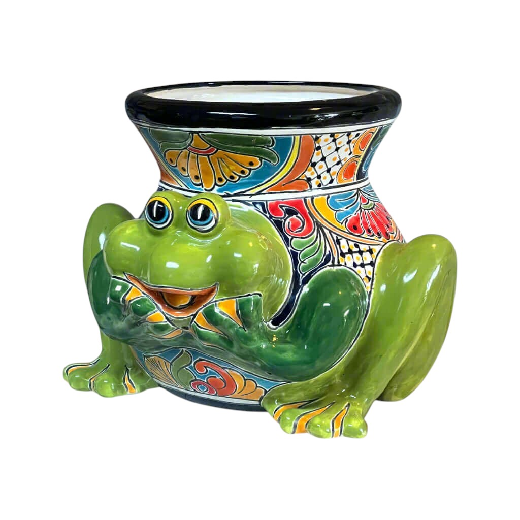 Talavera Frog Planter Colorful Hand-Painted Mexican Ceramic Pot - - Talavera Planter