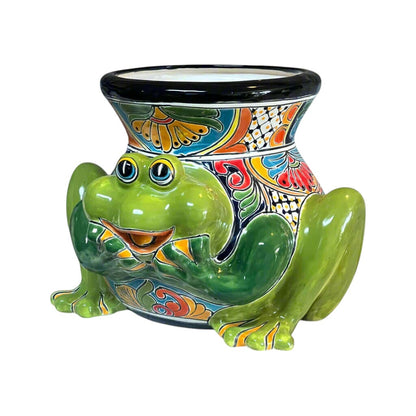 Talavera Frog Planter Colorful Hand-Painted Mexican Ceramic Pot - - Talavera Planter