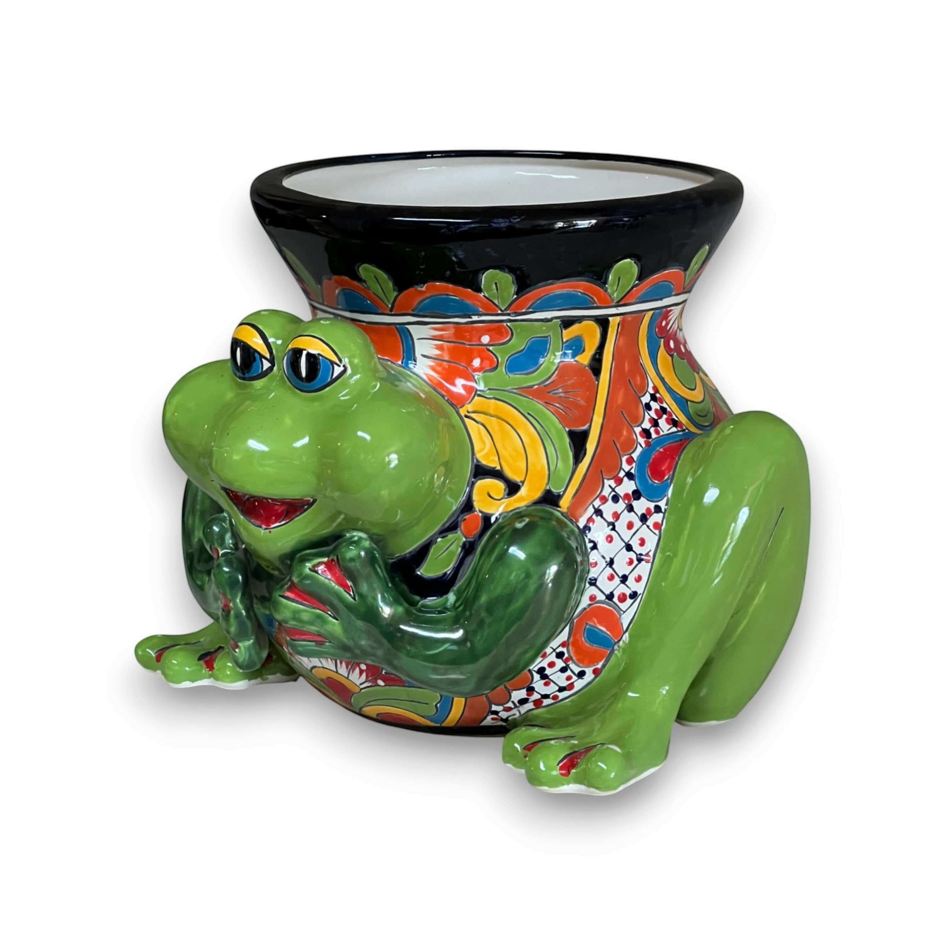 Talavera Frog Planter Colorful Hand-Painted Mexican Ceramic Pot - - Talavera Planter