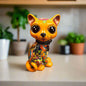 Talavera Cat Statue Hand-Painted Mexican Folk Art Figurine - - Talavera Statue