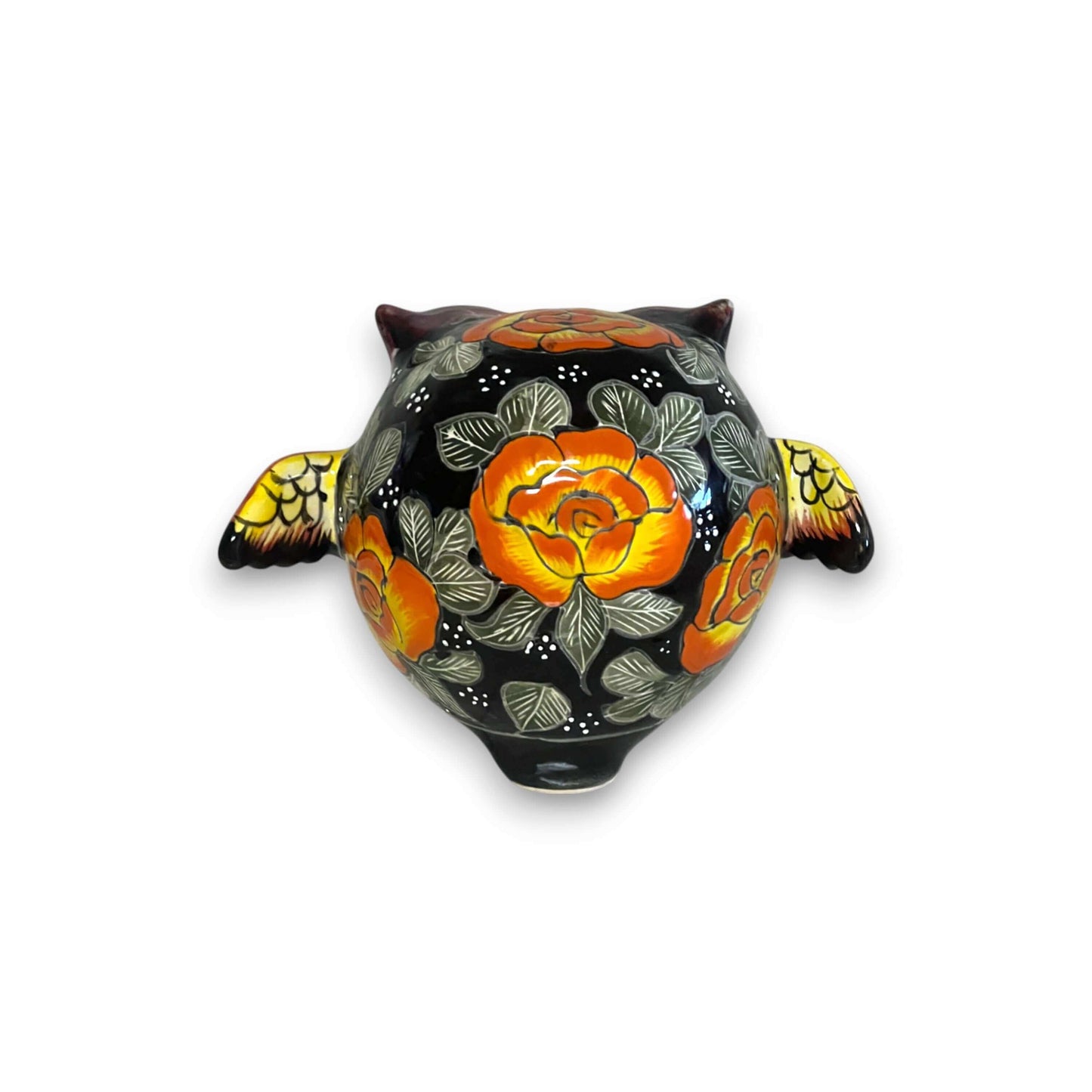Talavera Owl Statue Hand-Painted Mexican Ceramic Bird Figurine - - Talavera Statue