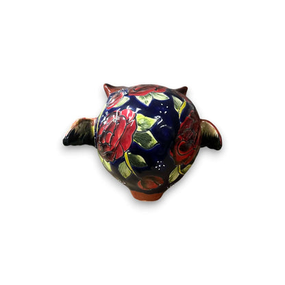 Talavera Owl Statue Hand-Painted Mexican Ceramic Bird Figurine - - Talavera Statue