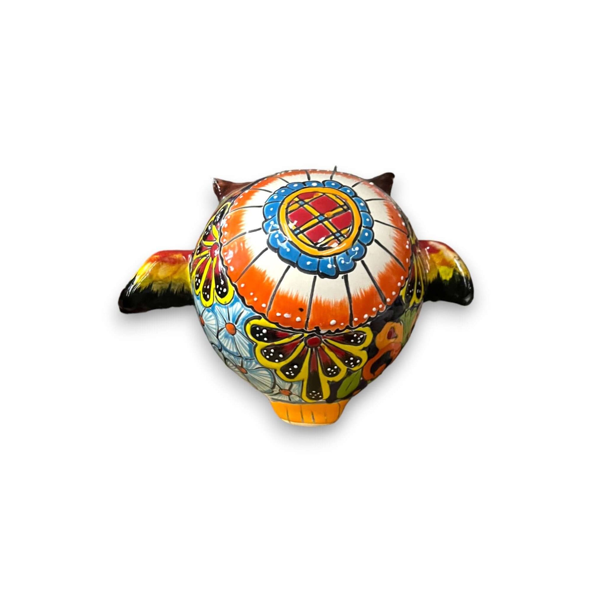 Talavera Owl Statue Hand-Painted Mexican Ceramic Bird Figurine - - Talavera Statue