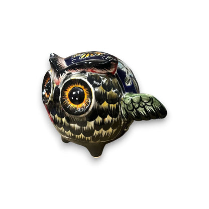 Talavera Owl Statue Hand-Painted Mexican Ceramic Bird Figurine - - Talavera Statue