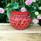 Extra Large Hand-Painted Talavera Peacock Flower Pot Planter Decor - Red - Talavera Flower Pot