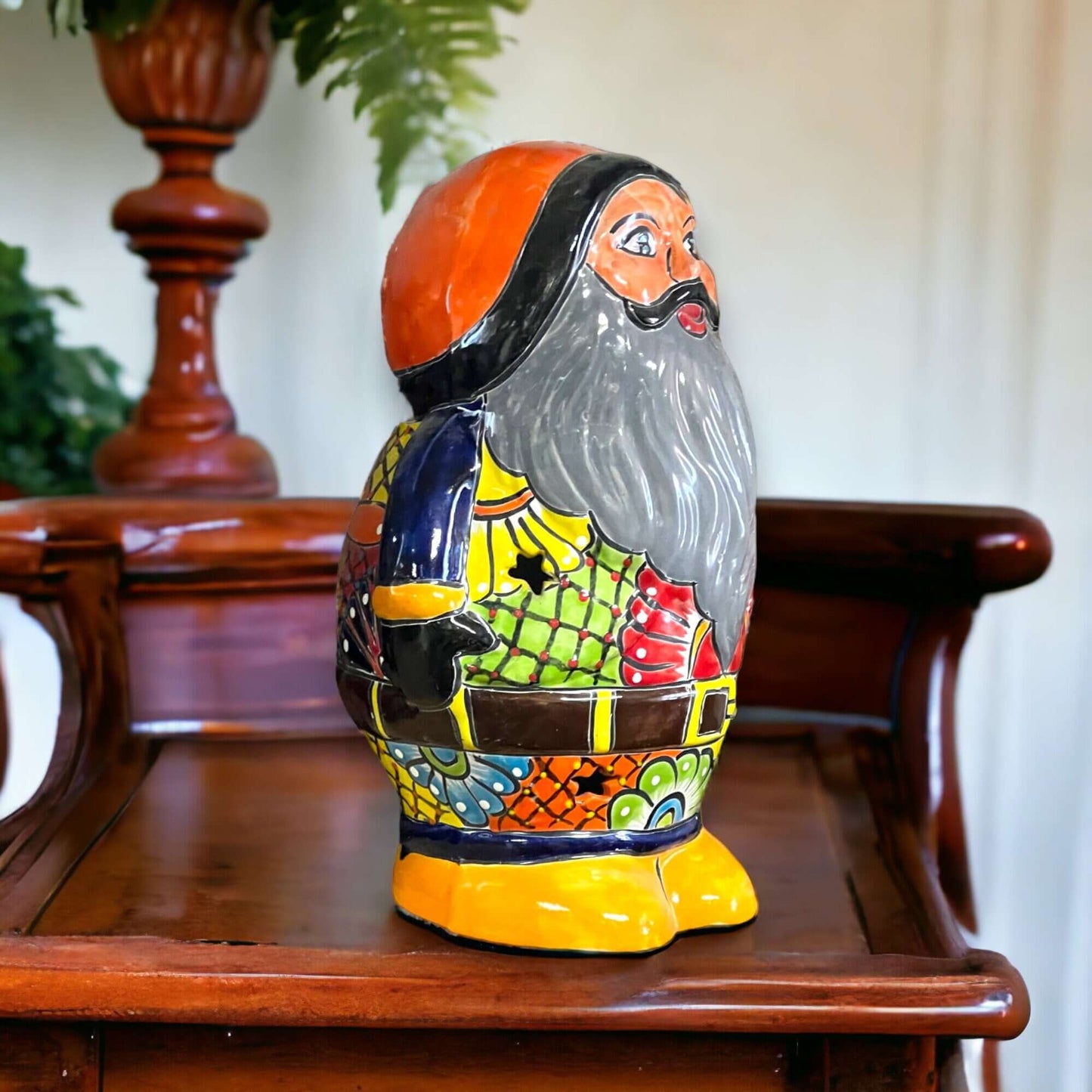 Talavera Santa Statue Hand-Painted Holiday Decor - - Talavera Statue