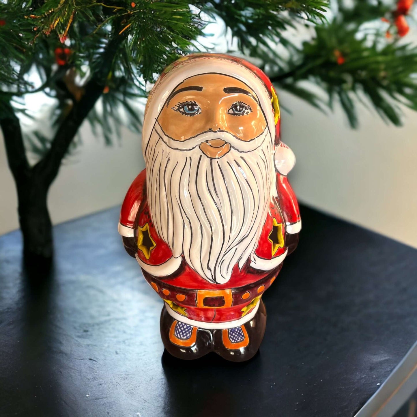 Talavera Santa Statue Hand-Painted Holiday Decor - - Talavera Statue