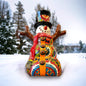 Hand-Painted Talavera Snowman Statue Festive Christmas Decoration - - Talavera Statue