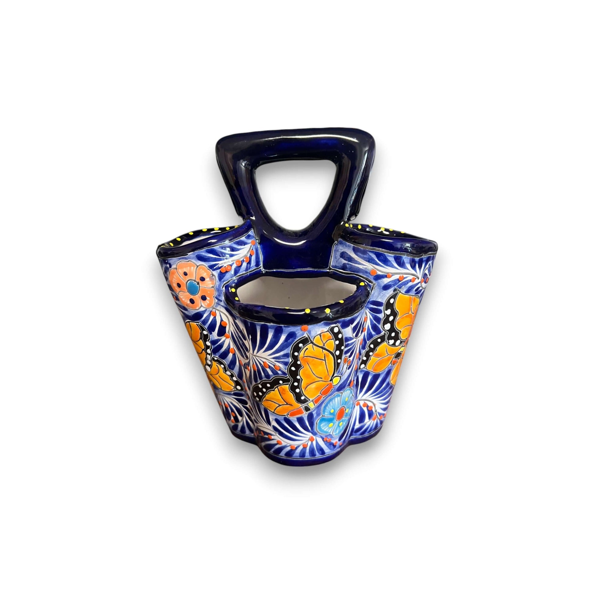 Talavera Utensil Holder Hand-Painted Mexican Kitchen Organizer - - Talavera Utensil Holder