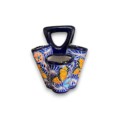 Talavera Utensil Holder Hand-Painted Mexican Kitchen Organizer - - Talavera Utensil Holder