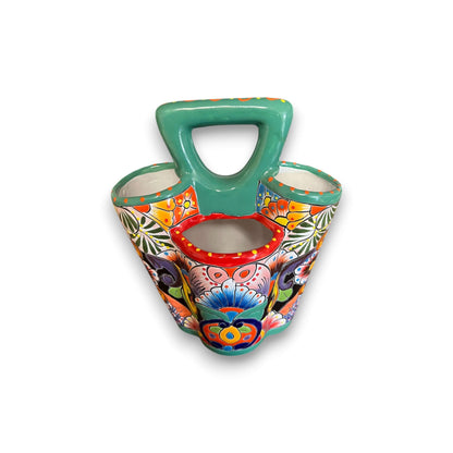 Talavera Utensil Holder Hand-Painted Mexican Kitchen Organizer - - Talavera Utensil Holder