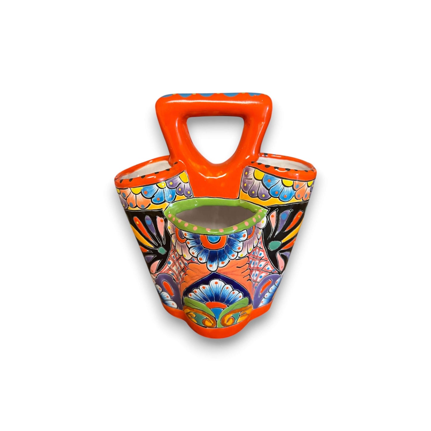 Talavera Utensil Holder Hand-Painted Mexican Kitchen Organizer - - Talavera Utensil Holder