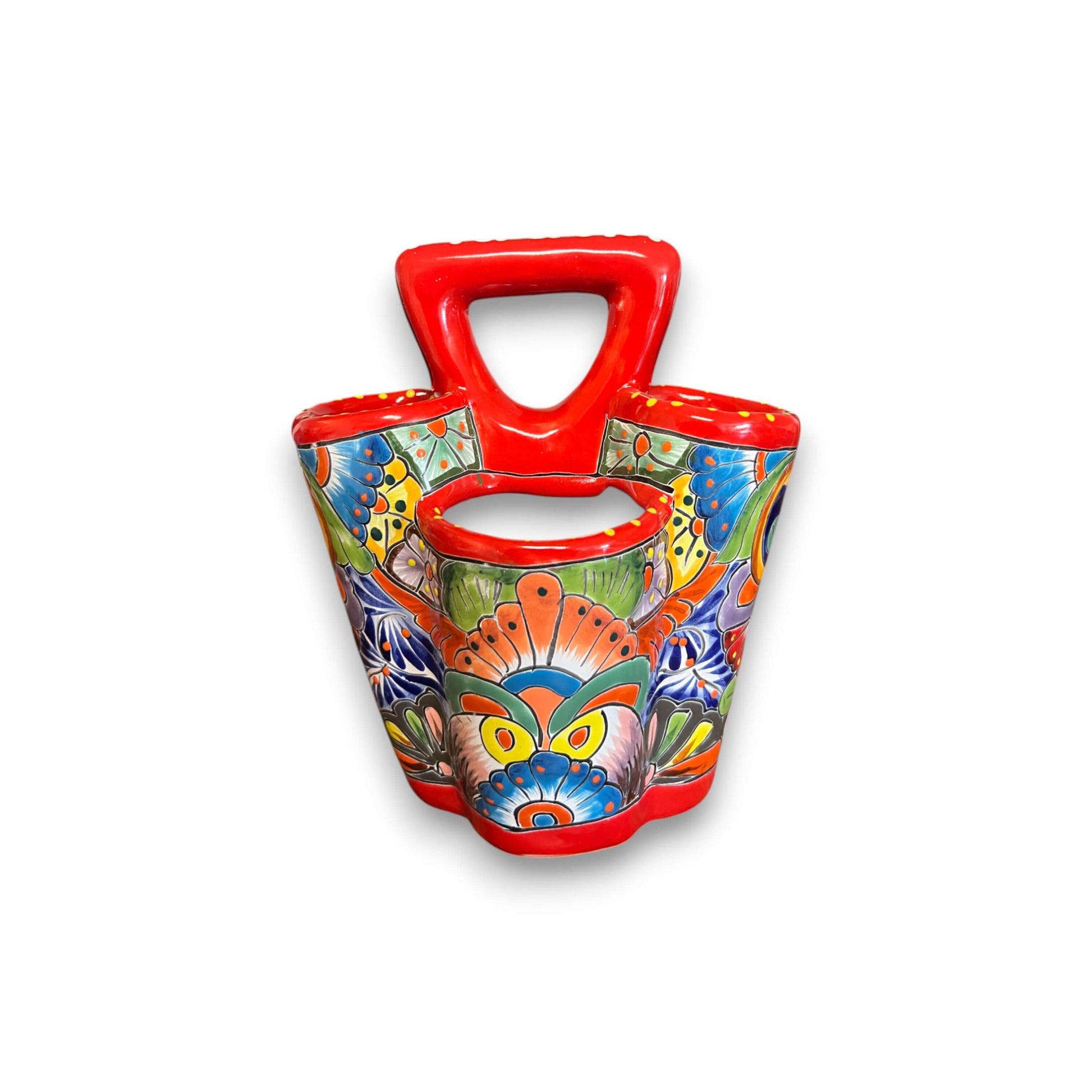 Talavera Utensil Holder Hand-Painted Mexican Kitchen Organizer - - Talavera Utensil Holder