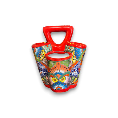 Talavera Utensil Holder Hand-Painted Mexican Kitchen Organizer - - Talavera Utensil Holder